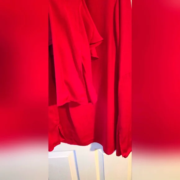RAFAELLA Red V-neck ruffle Blouse Size XL - Picture 5 of 7